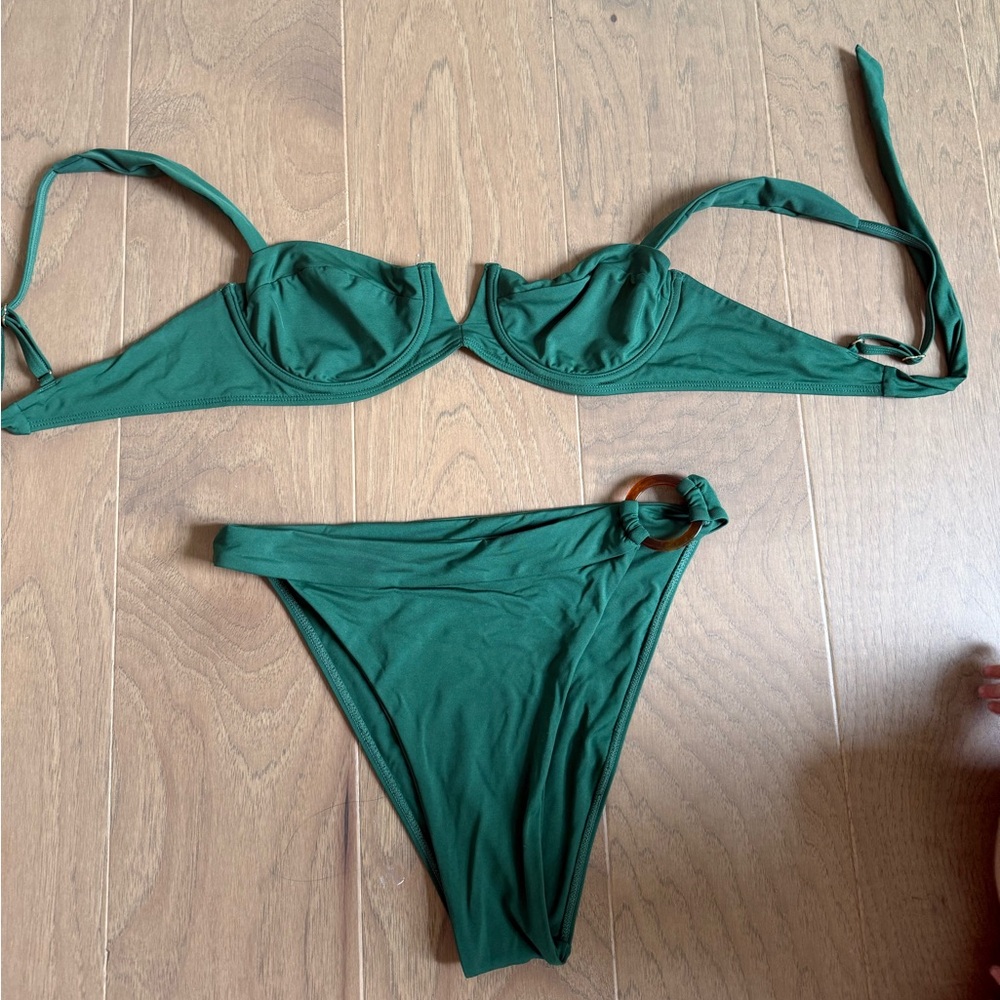 Monday Swimwear Medium Clovelly Top and Antigua Bottom Jungle Green